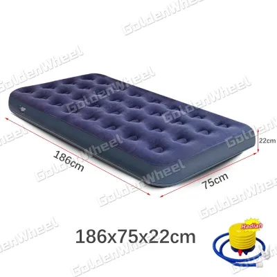 Bestway Kasur Angin King ( 203 x 183 ) + Pompa Kasur Angin Camping Portable Bisa Di Lipat Kasur Camping Portable Lipat / Kasur Angin Double Biru