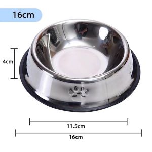 Petshome Pet Bowl Paw Print Stainless Bowl Stainless Pet Cat Dog Food Water Bowl Multipurpose Non-slip Durable Bowl Pet Accessories