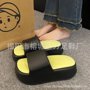 New WomenS Summer Slippers For Outdoor Use Non-Slip Suitable For Home And Bathroom EVA Thick-Soled Height-Increasing Ultra-Soft Slide Sandals