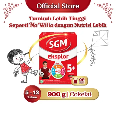 SGM Eksplor 5+ dengan IronC Susu Bubuk Rasa Cokelat 900gr - Untuk Usia 5-12 Tahun