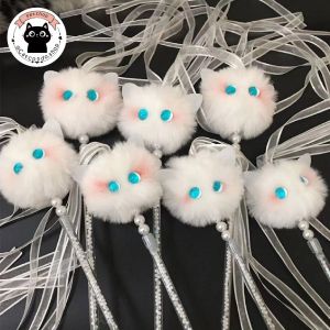 🐈⬛ปอมๆขนมิ้ง น้องแมว ขนฟูนุ่มนิ่ม ไม้ตกแมว ของเล่นแมว ไม้ล่อแมวหัวฟูตาโต🐈⬛