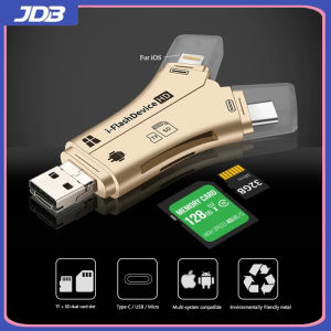 JDB 4-in-1 card reader USB Type-C Micro USB Lighting high-speed universal card reader suitable for Apple Android computer expansion connector