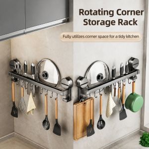 CHARRISSA Suction Cup Kitchen Storage Rack 30/40/50cm Space Aluminum Hanging Storage Hook Kitchen Organizer Wall Mounted Storage Hook Rack Kitchen
