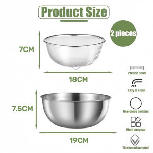 BHQ Stainless Steel Kitchen Strainer Set Rice Washing Bowl Fruit Vegetable Wash Drainer Kitchen Bakul Penapis