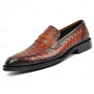 guibai Retro Mens Business Leather Shoes Slip On Handmade Leather Shoes