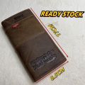 ⭐ [100% ORIGINAL] ⭐ Original Cow Leather Mens Long WalletZip walletREA DY STOCK✅Dompet Panjang Lelaki Kulit Lembu Original. 