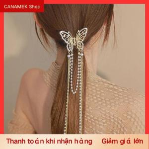 CS New Pha Lê Rhinestone Bướm Ngọc Trai Tua Kẹp Tóc Hàn Quốc Đơn Giản Side Clip Liu Hai Clip Cá Mập Kẹp Kẹp Tóc Phụ Kiện Tóc Phụ Nữ