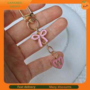 ❣️❣️❣️ Creative Letters Metal Pink Bow Keychain Fashion A-Z 26 Letters Keyring Charms Mobile Phone Key Holders Bag Accessories Gift