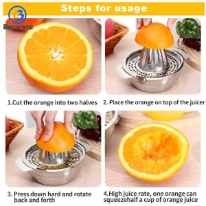 BECORATE Juicer Manual SqueezerStainless Steel Robust Hand Juicer Reamer Rotation Press with Strainer&10oz Bowl 2 Pour Spouts Dishwasher Safe Easy to Clean Heavy Duty