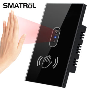 SMATRUL Wall Motion Light Switch Infrared Sensor power switch Glass Screen Panel On Off US standard 110V -220V 10A Electrical Power No Need to Touch