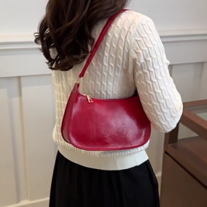 Retro PU Leather Shoulder Bag for Women Soft and Stylish Handbag Casual Underarm Purse for Dates Parties and Shopping