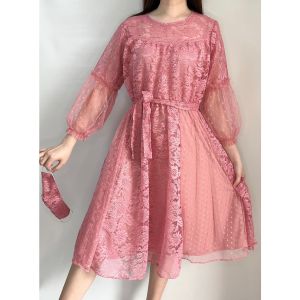 Ken-171B Dress Pesta Premium  Wanita Mewah Tangan Tingkat Full Brukat with Masker