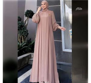 Bonita Dress Bhn Cerutty Bbydoll Full Puring Apk Manik - Manik Dress Lebaran Wanita Dewasa Model Kekinian Simple