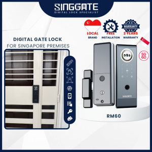 {SG60 Edition} Include Installation -SINGGATE- <RM60> Metal Gate Digital Rim Lock (2 Years Warranty)