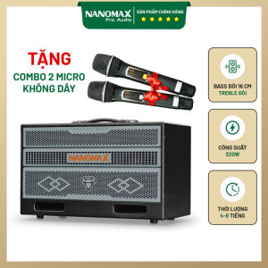 ( TẶNG KÈM 2 MIC ) Loa Karaoke Xách Tay Nanomax X-17 Bass Đôi 16cm 320w Bảo Hành 12 Tháng