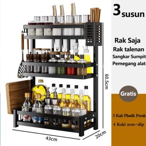 HOMIX Rak Bumbu Dapur Penyimpanan Bumbu Penyelenggara Rak Susun Stainless Steel 2/3 Tier Rak Botol Rempah-rempah