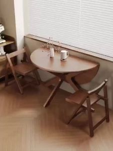 Urban Echo Solid Wood Round Folding Dining Table