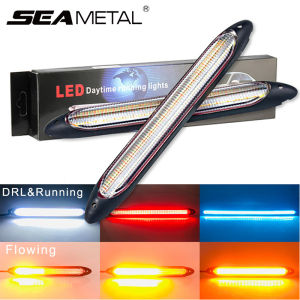SEAMETAL 2Pcs LED Car Daytime Running Light Universal Waterproof Headlight RGB 12V Turn Signal DRL Scan Light Strip