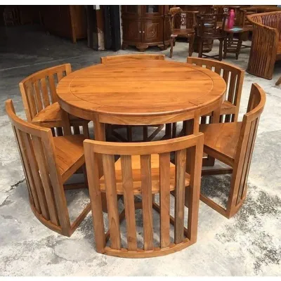 meja makan bundar kayu jati solid termurah