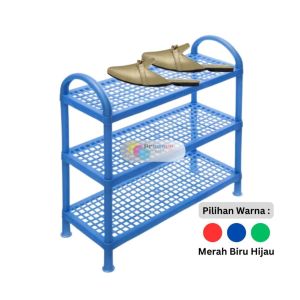 Rak Sepatu  Sendal Plastik 3 Susun Murah Minimalis Bahan Tebal Murah Rak Sandal - Hijau