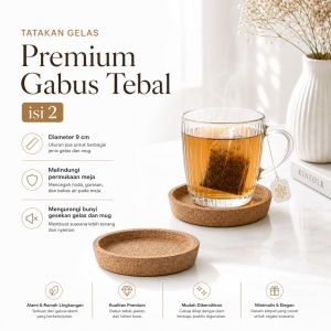 702 - Tatakan Gelas Aesthetic 2 pcs Bahan Gabus Tebal Cup Coaster Cork