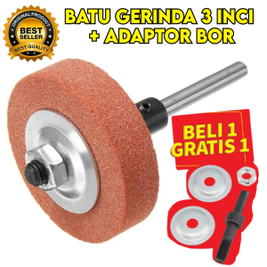 Batu Asah Gerinda 3 Inch Poles Mini Dengan Adaptor Bor Jadi Gerinda M10 Alat Putar Penggiling Polishing