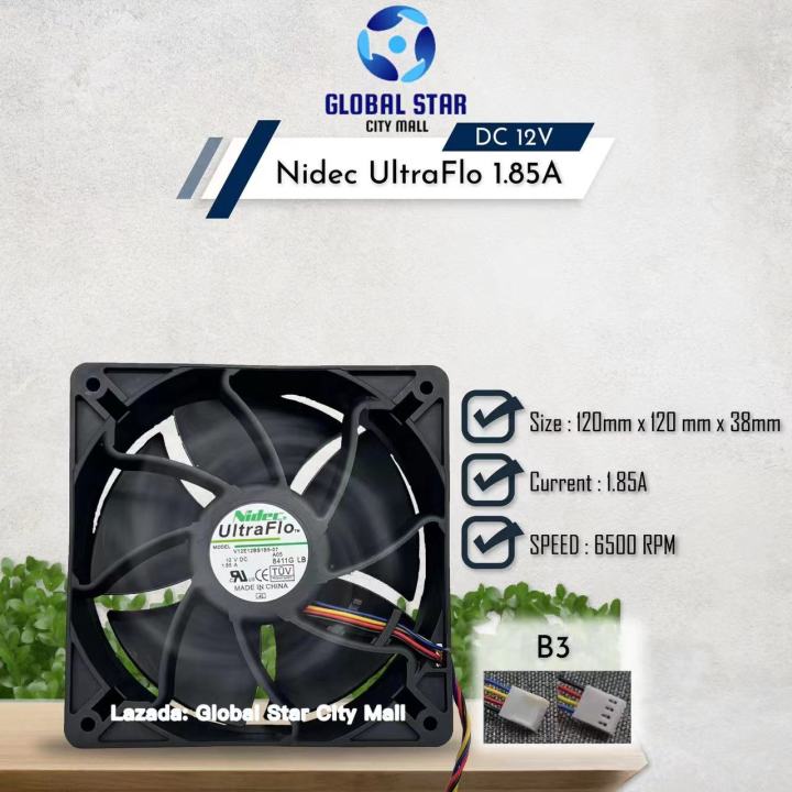 Nidec UltraFlo 6500rpm DC12V 1.85A Miner Cooling Fan [NEW] | Lazada
