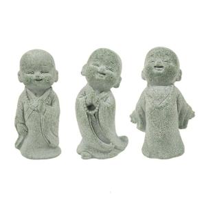 3Pcs Buddhist Miniature Monk Sculpture Faux Sandstone Resins Figurine Ornaments for Home and Office Aquariums Decoration