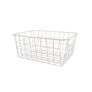 MIRACLE HOME STORE Hollow Iron Wired Basket Large Capacity Black/White Fruit Vegetable Snacks Holder Practical with Built-in Handles Sundries Container for Bathroom