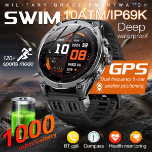 Dual-Band GPS Military Smart Watch 10ATM Waterproof 1000mAh Battery Compass Altimeter LED Flashlight Call Smartwatch