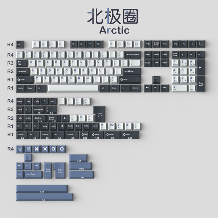 【Keycap Only】171 Keys GMK Arctic Keycaps ABS Double Shot Cherry Profile 6.25U 7U Spacebar Keycaps For Cherry MX Switch Customized Mechanical Keyboard