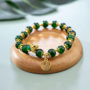 Corinna 2024 New 24K Lucky Dragon Beaded Bracelet Agate Jade Charms Blessing Sign Jewelry Gift for Women Girls Best Gift