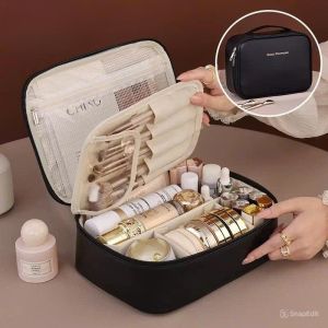 Cốp đựng mỹ phẩm size to chia nhiều ngăn tiện lợi  chất liệu da PU chống thấm nước