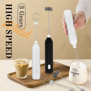 3-Speed USB Rechargeable Milk Frother Handheld Egg Beater Coffee Matcha Mixer Whisk Kitchen Tools