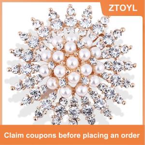【ZTOYL】 Rhinestone Hoa Trâm Cài Ngọc Trai Cổ Điển Trâm Pins Phụ Nữ Đồ Trang Sức Phụ Kiện