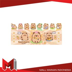 MallMainan-A95 Sticky Notes Motif Capybara Lucu 8 Baris Pembatas Buku Karakter/Kertas Memo Kapibara