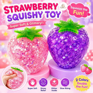 CuddleCove Maltose Crystal Glitter Strawberry Squishy Toy Slow Rising Stress Relief Squeeze Fidget Toy