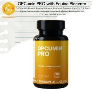 Dr Vita OPCUMIN PRO with Equine Placenta Patented Turmeric Plus Vit C & Zinc Fights Cancer Cells 30tabsx700mg/bot