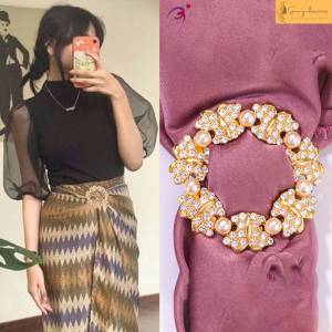 Set Bros Kerudung Elegan Kristal dan Mutiara Alloy 100 pcs