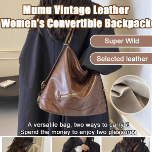 Vintage leather womens backpack Large capacity commuter backpack Casual tote bag Crossbody shoulder bag