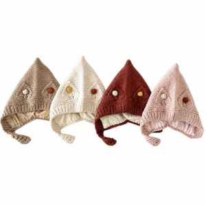 MYTHIS Warm Baby Knitted Cap Windproof Soft Toddler Knit Hat Korean style Sweet Infant Ear Protection Hat Autumn Winter