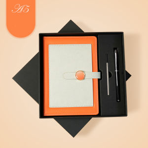 (Logo engraving possible) A5 leather notepad buckle diary business notebook travel log meeting record book excerpt book gift box available 100 sheets 200 pages