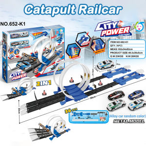 【Ready Stock】99CM Double Track Car Toy Fast Track Racer Set Ejection Slide Racing Kids Gift