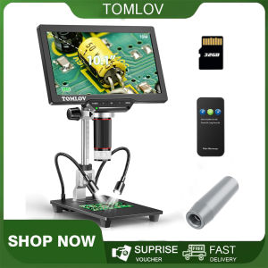 TOMLOV DM202 10.1 Inch HDMI LCD Digital Microscope16MP Coin Microscope with Screen for AdultsSoldering MicroscopeTV/Windows/Mac Compatible32GB Card Included(Optional 10" STAND HOLDER)