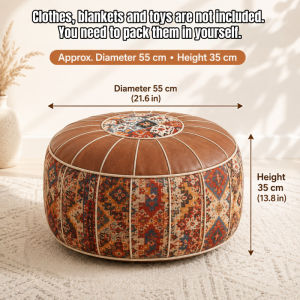 Keranixy Round Pouf Storage Cover Unfilled Footrest Clothes Toy Organizer Seat Cushion Home Decor Vintage Sarung Duduk