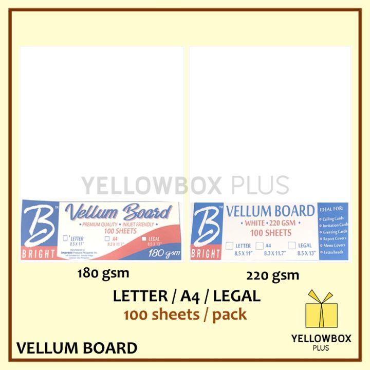 bond paper 100pcs White Vellum Board Paper A4 letter Long Legal size