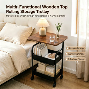 Double-tier coffee table trolley made from heavy-duty carbon steel suitable for use as a living room sofa table or bedside table