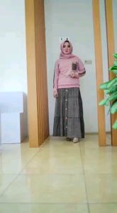 STELAN WANITA MODERN ONESET ROK RAMI LINEN ATASAN KAOS COMBED AL HASAN