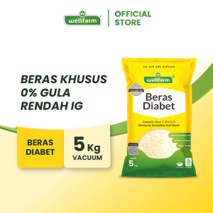 WellFarm Beras Diabetes Organik 5Kg Low Gi Sugar Free White Rice Kemasan Baru Vacuum