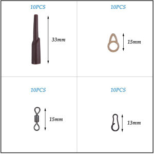 ZEEMIN 40Pcs Carp Fishing Running Rig Accessories Kit With Run Rig Rings Rubber Tube Rolling Swivels Clips For Carp Terminal Tackle